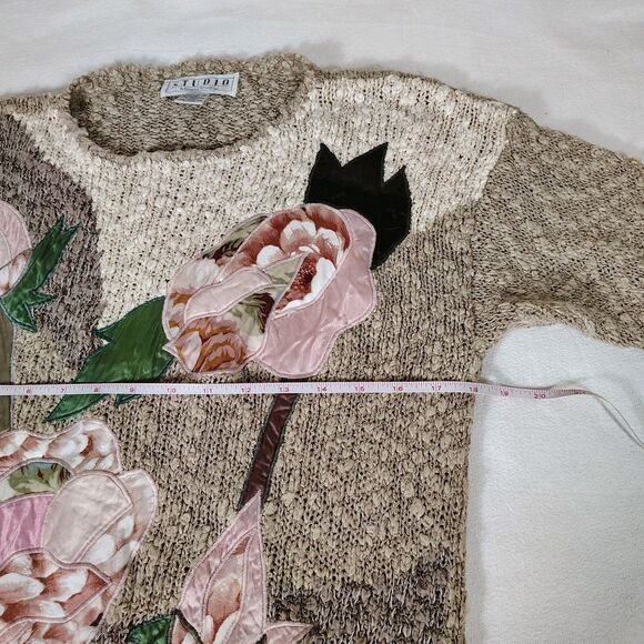 lVintage Floral Statement Knit Sweater Soft Boho Cottagecore Artsy Size Small - Picture 9 of 9